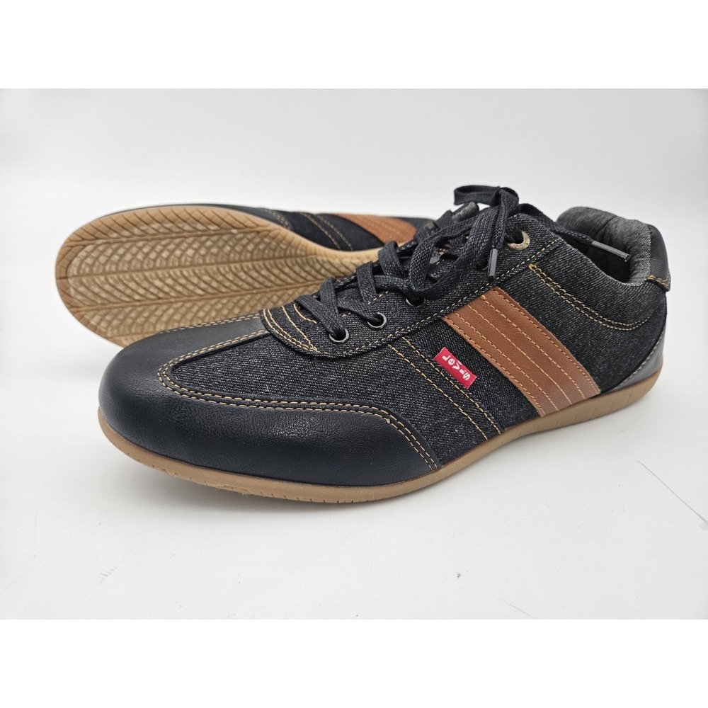 Levi Mens Size 13 Black Denim Tan Casual Sneaker 51809341A